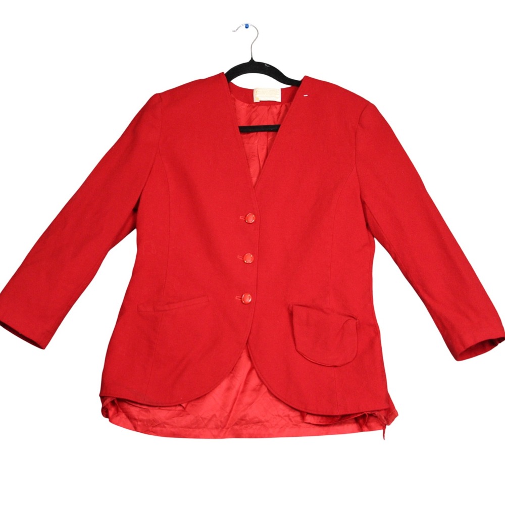 Pendleton Woolen Mills Red‎ Blazer Women's Size 14 Virgin Wool Jacket